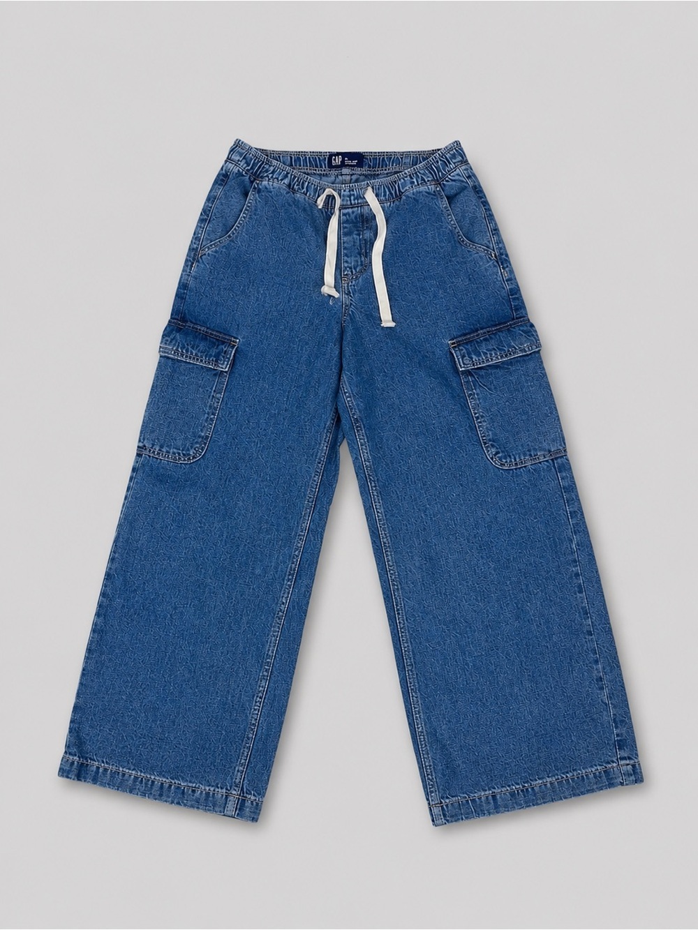 GAP Women's High Rise Wide Leg Cargo Jeans Size
Small Blue Denim Elastic - Picture 2 of 11